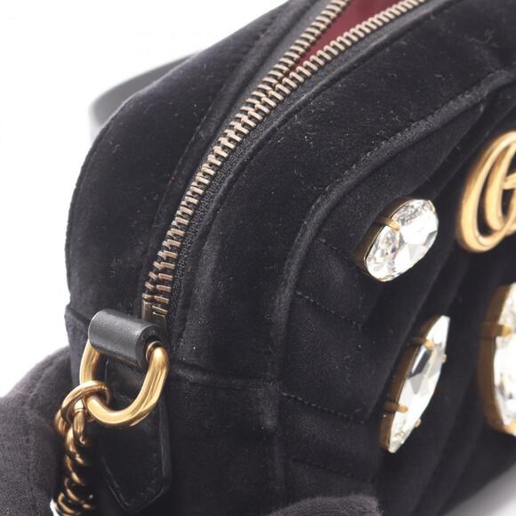 GUCCI Black Leather GG Marmont Shoulder Bag - Picture 8 of 9